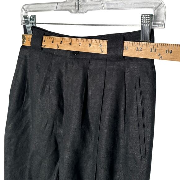 Neiman Marcus 4 Collectible Gold 100% LINEN Wide Leg High Waist Pants $290 Black - Picture 5 of 8